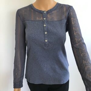 Like new Tommy Hilfiger cotton Elegant Lace Detail Blue Top